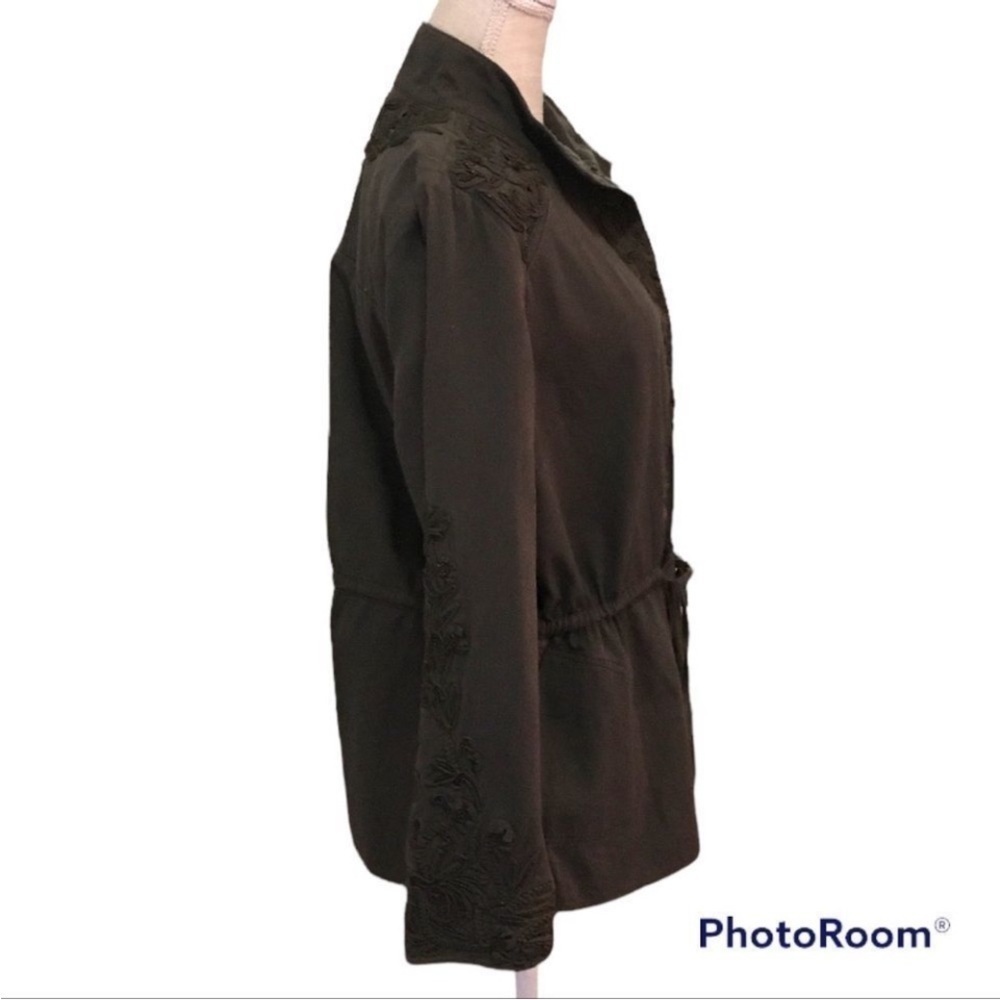 LOVE SAM Anthropologie Olive
Travis Cargo Beaded Embroidered
military Jacket - Picture 6 of 8